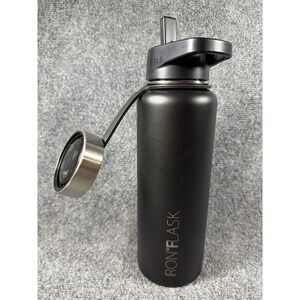 Iron Flask 40oz Insulated Water Bottle Black Stainless Steel Straw & Screw Lids